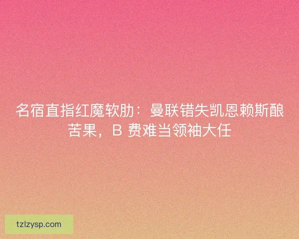 名宿直指红魔软肋：曼联错失凯恩赖斯酿苦果，B 费难当领袖大任